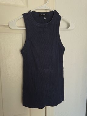 Mossimo Dutti Sleeveless Ribbed Tank Top - Navy Blue Small